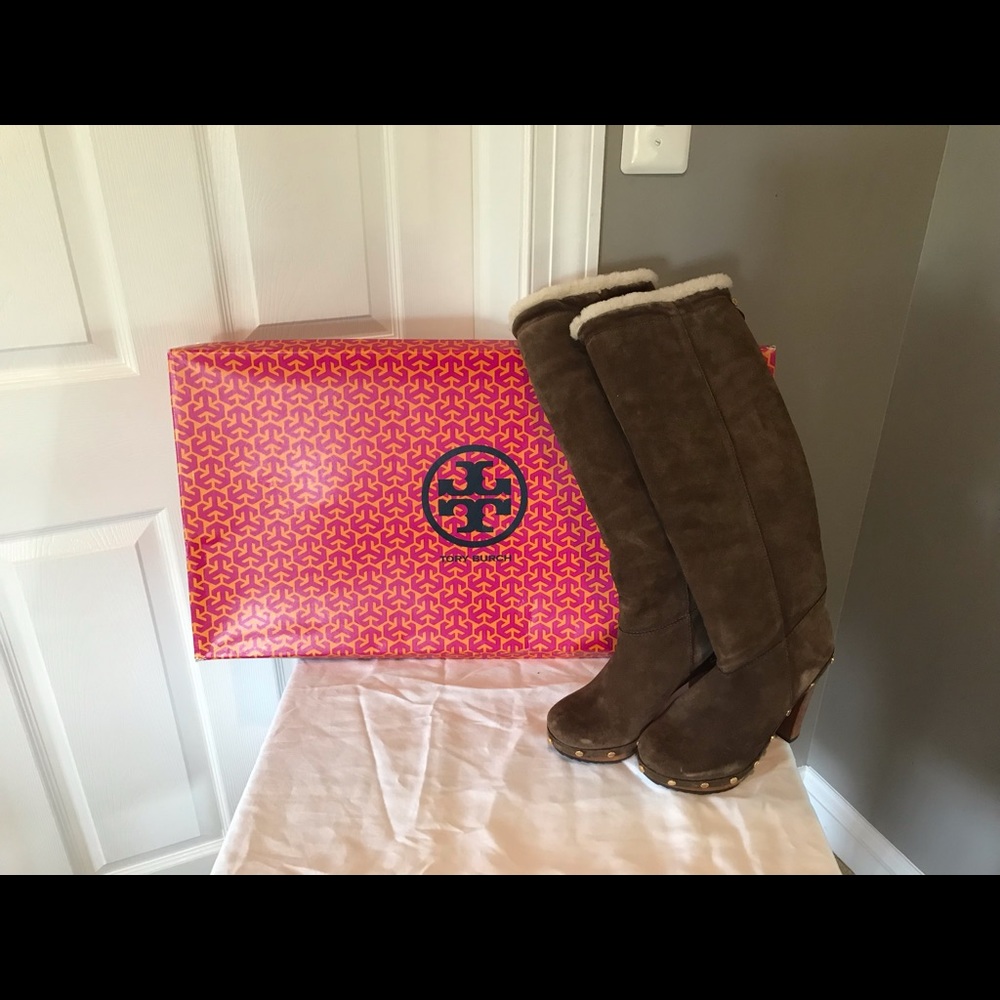 Tory Burch booker with shearling boots